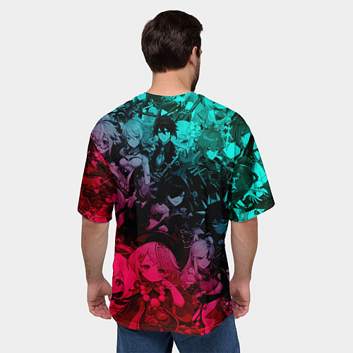 Мужская футболка оверсайз GENSHIN IMPACT NEON HEROES ГЕНШИН ИМПАКТ НЕОН ГЕРО / 3D-принт – фото 4