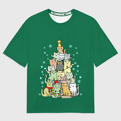 Футболка оверсайз мужская Коты Построение ёлкой, цвет: 3D-принт