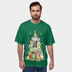 Футболка оверсайз мужская Коты Построение ёлкой, цвет: 3D-принт — фото 2