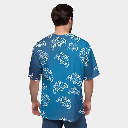 Мужская футболка оверсайз Merry Christmas Олень с подарком / 3D-принт – фото 4