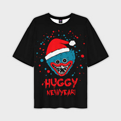 Мужская футболка оверсайз Huggy New Year - Poppy Playtime новогодний Хагги В