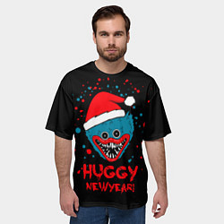 Футболка оверсайз мужская Huggy New Year - Poppy Playtime новогодний Хагги В, цвет: 3D-принт — фото 2