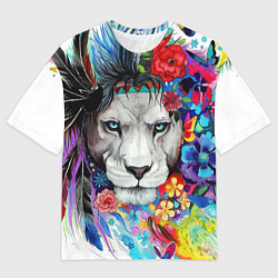 Футболка оверсайз мужская Лев - сильный взгляд, цвет: 3D-принт