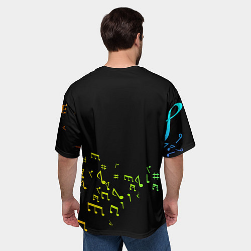 Мужская футболка оверсайз MANESKIN ЦВЕНОЙ МУЗЫКАЛЬНЫЙ / 3D-принт – фото 4