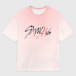 Мужская футболка оверсайз Stray kids лого, K-pop ромбики