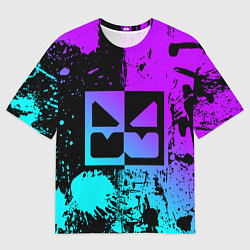 Футболка оверсайз мужская GEOMETRY DASH NEON LEVELS SMILE, цвет: 3D-принт