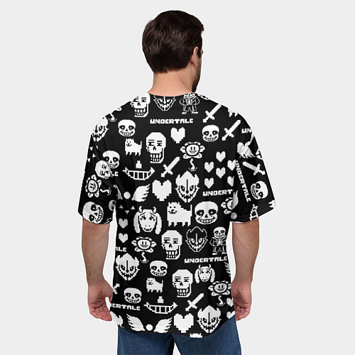 Мужская футболка оверсайз UNDERTALE PATTERN БЕЛЫЙ / 3D-принт – фото 4