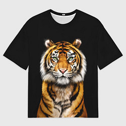 Футболка оверсайз мужская Пушистый Тигр Во Тьме Символ 2022 года, цвет: 3D-принт