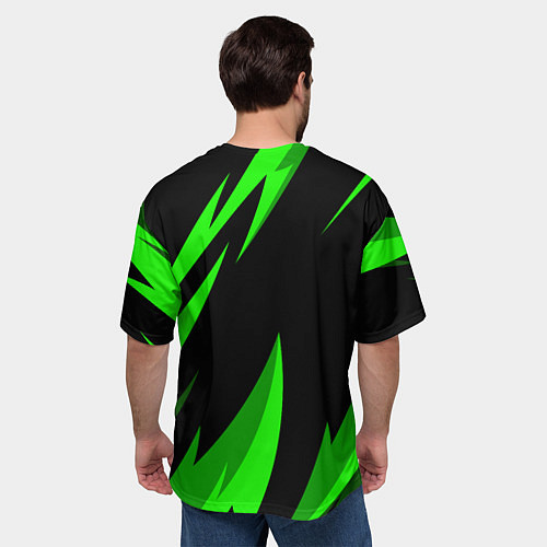 Мужская футболка оверсайз RAZER GREEN / 3D-принт – фото 4