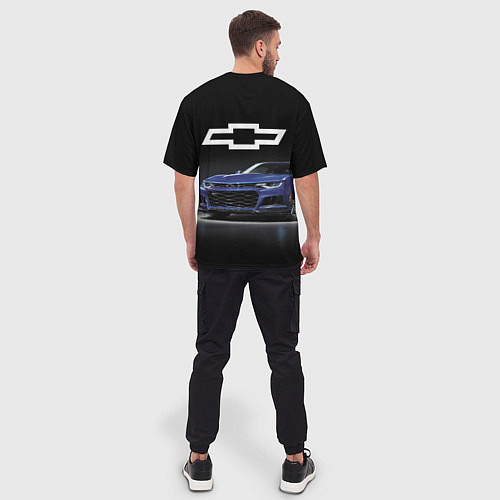 Мужская футболка оверсайз Chevrolet Camaro ZL1 Motorsport / 3D-принт – фото 4