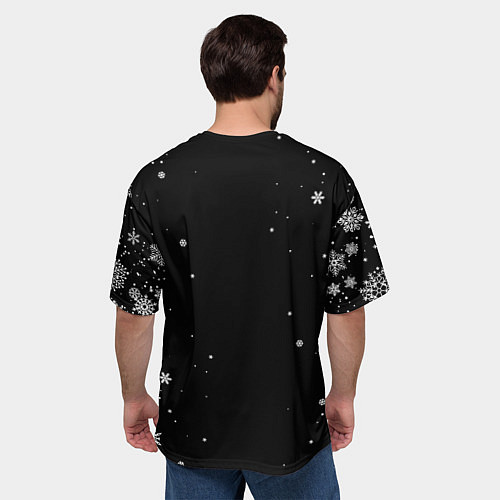Мужская футболка оверсайз НОВОГОДНИЙ HOLLOW KNIGHT ЧЁРНЫЙ / 3D-принт – фото 4