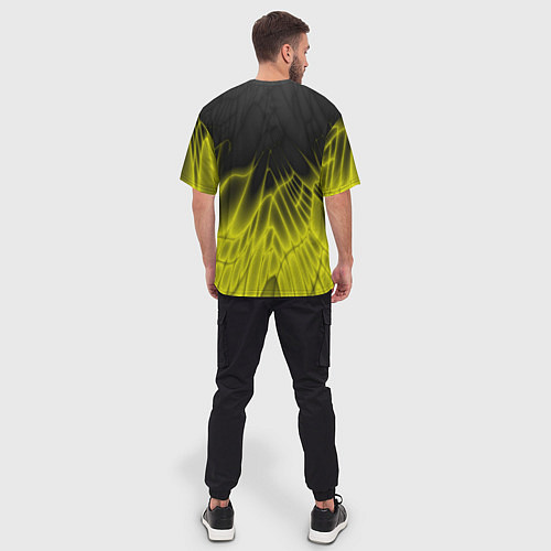 Мужская футболка оверсайз Коллекция Rays Лучи Желтый и черный Абстракция 662 / 3D-принт – фото 4