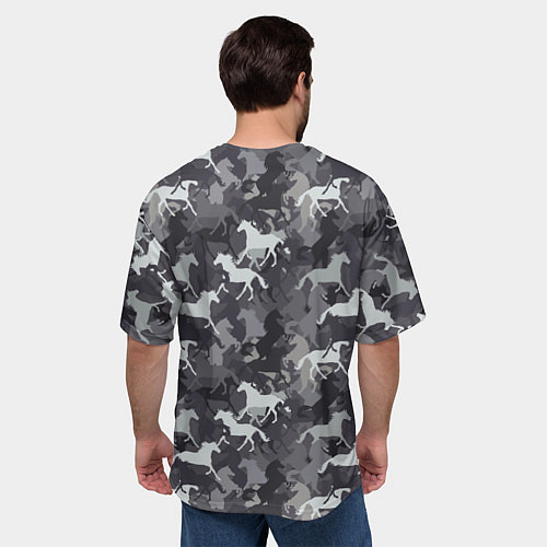 Мужская футболка оверсайз Табун Лошадей / 3D-принт – фото 4