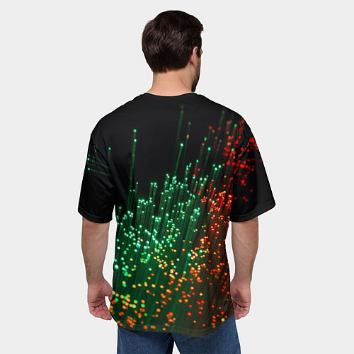 Мужская футболка оверсайз Неоновые светящиеся палочки / 3D-принт – фото 4