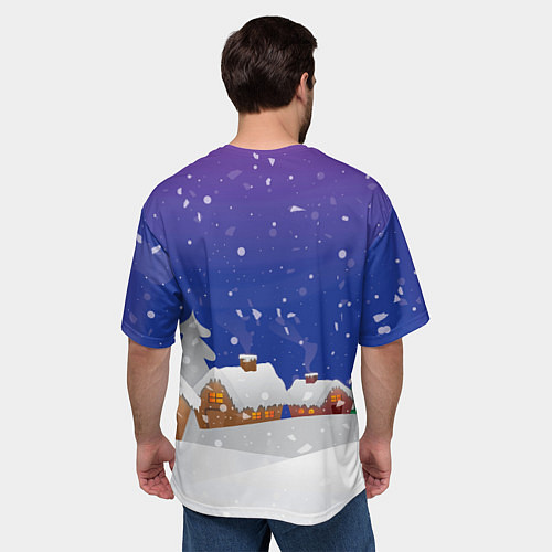 Мужская футболка оверсайз Новогодний пингвин с шариком / 3D-принт – фото 4