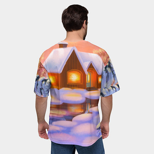 Мужская футболка оверсайз Медвежонок Новогоднее настроение / 3D-принт – фото 4