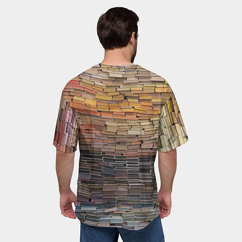 Мужская футболка оверсайз Книжные кирпичики знаний / 3D-принт – фото 4