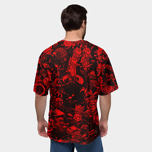 Мужская футболка оверсайз DOTA 2 HEROES RED PATTERN ДОТА 2 / 3D-принт – фото 4