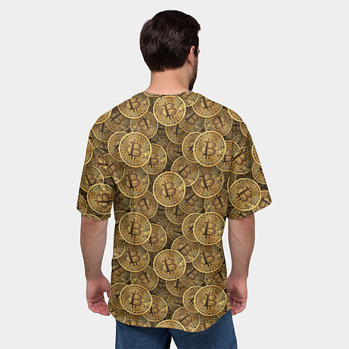 Мужская футболка оверсайз Bitcoins / 3D-принт – фото 4
