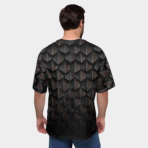 Мужская футболка оверсайз Чешуя Дракона black edition / 3D-принт – фото 4