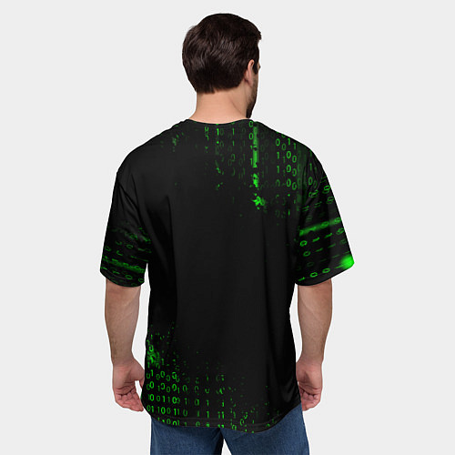 Мужская футболка оверсайз КОТ ПРОГРАММИСТ МАТРИЦА CAT MATRIX / 3D-принт – фото 4