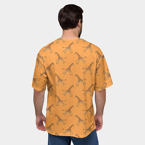 Мужская футболка оверсайз Жирафы паттерн / 3D-принт – фото 4