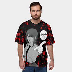 Футболка оверсайз мужская Человек Бензопила Макима Стреляет Bang, цвет: 3D-принт — фото 2