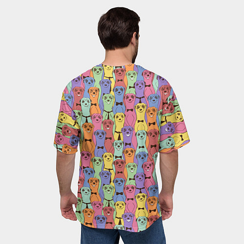 Мужская футболка оверсайз Красочные Сурикаты / 3D-принт – фото 4