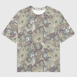 Футболка оверсайз мужская Ahegao Цвета Хаки, цвет: 3D-принт