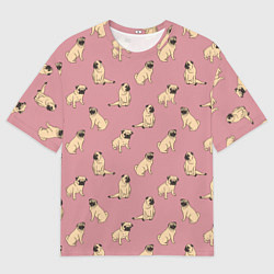 Футболка оверсайз мужская Мопсы паттерн, цвет: 3D-принт