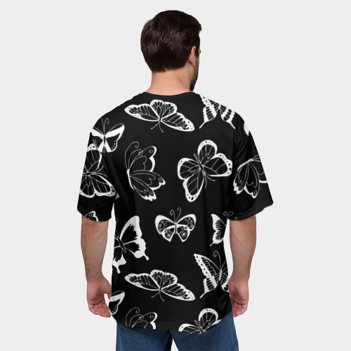 Мужская футболка оверсайз Адель летящие бабочки / 3D-принт – фото 4