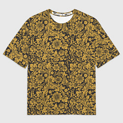 Футболка оверсайз мужская Золотые Цветы хохлома, цвет: 3D-принт
