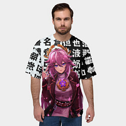 Футболка оверсайз мужская Яэ Мико стильная Геншин Импакт Genshin Impact, цвет: 3D-принт — фото 2