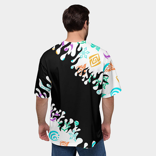 Мужская футболка оверсайз Genshin Impact - Пламя Маска Сяо / 3D-принт – фото 4