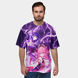 Футболка оверсайз мужская Genshin Impact - Яэ и Эи, цвет: 3D-принт — фото 2