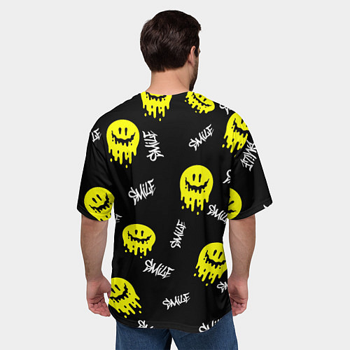 Мужская футболка оверсайз SMILE smile граффити / 3D-принт – фото 4