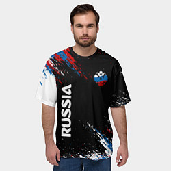 Футболка оверсайз мужская Russia Штрихи в цвет Флага, цвет: 3D-принт — фото 2