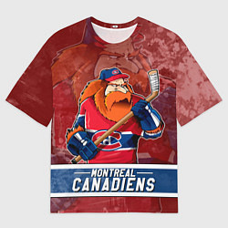 Футболка оверсайз мужская Монреаль Канадиенс, Montreal Canadiens Маскот, цвет: 3D-принт