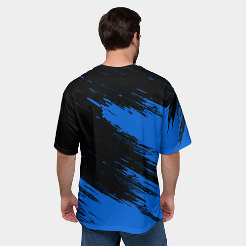 Мужская футболка оверсайз ВОЛЬВО, VOLVO Черно синий / 3D-принт – фото 4