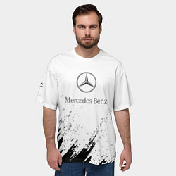 Футболка оверсайз мужская Mercedes-Benz - White texture, цвет: 3D-принт — фото 2