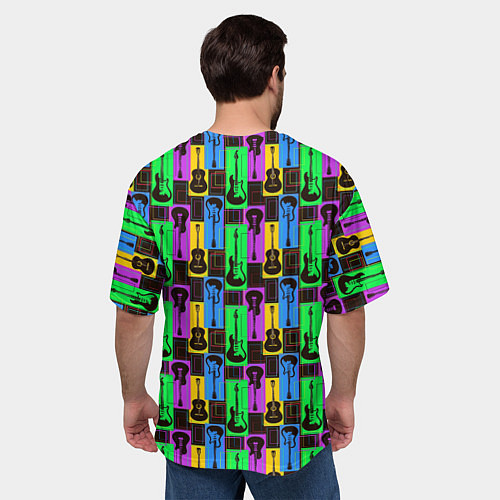 Мужская футболка оверсайз Красочные Гитары / 3D-принт – фото 4