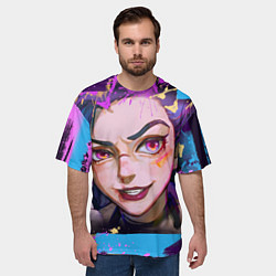 Футболка оверсайз мужская Jinx Arcane граффити, цвет: 3D-принт — фото 2