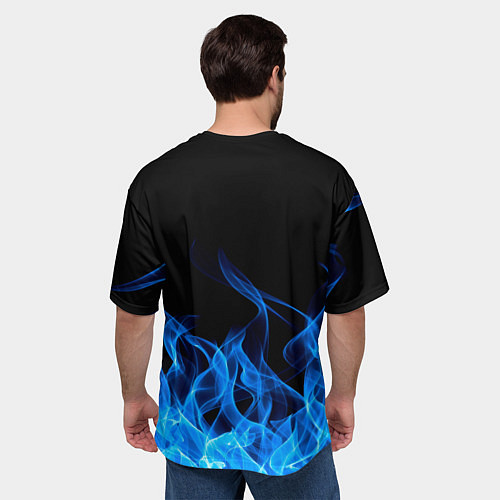 Мужская футболка оверсайз Tesla Fire / 3D-принт – фото 4