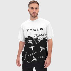 Футболка оверсайз мужская Tesla - Black & White, цвет: 3D-принт — фото 2