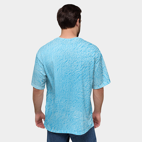 Мужская футболка оверсайз Облачко на голубом мехе с радугой парная / 3D-принт – фото 4