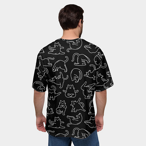 Мужская футболка оверсайз КОТИКИ и ЙОГА / 3D-принт – фото 4
