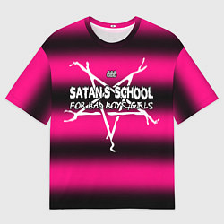Футболка оверсайз мужская Satan school for bad boys and girls pink, цвет: 3D-принт