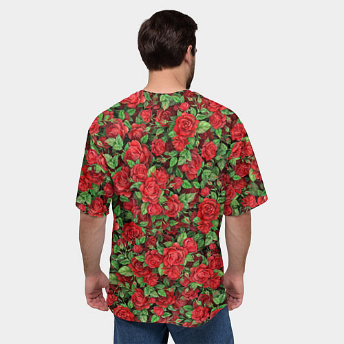 Мужская футболка оверсайз Букет алых роз / 3D-принт – фото 4