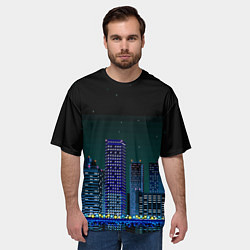 Футболка оверсайз мужская Пиксельный ретро город, цвет: 3D-принт — фото 2