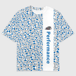 Футболка оверсайз мужская BMW LOGO PATTERN PERFORMANCE, цвет: 3D-принт